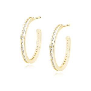 Cercei rotunzi argint placati cu aur galben cu pietre 20 mm DiAmanti Z1740EG-DIA (Argint 925‰ 2,6 g.)